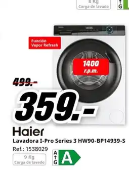 MediaMarkt HAIER Lavadora I-Pro Series 3 HW90-BP14939-S oferta