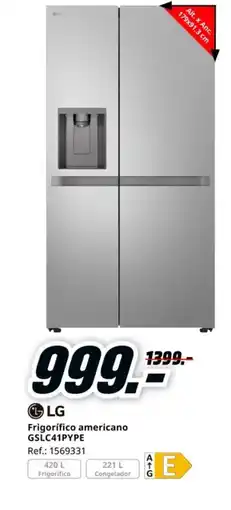 MediaMarkt LG Frigorífico americano GSLC41PYPE oferta