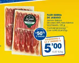 Supermercados Plaza FLOR SIERRA DE JABUGO Jamón ibérico de cebo 50% raza ibérica loncheado oferta