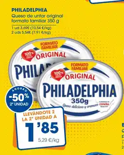 Supermercados Plaza PHILADELPHIA Queso de untar original formato familiar oferta