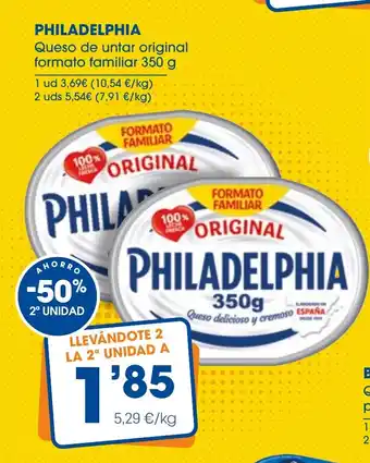 Supermercados Plaza PHILADELPHIA Queso de untar original formato familiar oferta