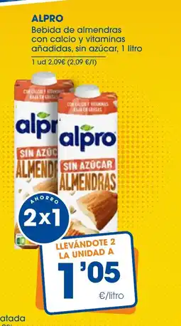 Supermercados Plaza ALPRO Bebida de almendras con calcio y vitaminas añadidas, sin azúcar oferta
