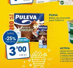 Supermercados Plaza PULEVA Batido de chocolate oferta