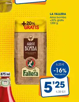 Supermercados Plaza LA FALLERA Arroz bomba +20% gratis oferta