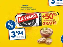 Supermercados Plaza LA PIARA Paté tapa negra oferta