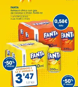 Supermercados Plaza FANTA Refresco cítrico con gas de naranja o limón oferta