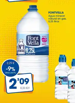 Supermercados Plaza FONTVELLA Agua mineral natural sin gas oferta
