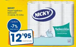 Supermercados Plaza NICKY Papel higiénico Selección oferta