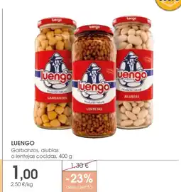 Supermercados Plaza LUENGO Garbanzos, alubias o lentejas cocidas oferta