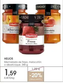 Supermercados Plaza HELIOS Mermelada de fresa, melocotón o albaricoque oferta