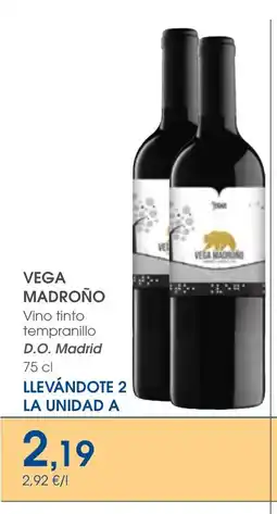 Supermercados Plaza VEGA MADROÑO Vino tinto tempranillo D.O. Madrid oferta