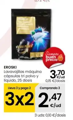 Eroski EROSKI Lavavajillas máquina cápsulas tri polvo y liquido oferta