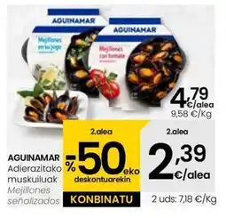 Eroski AGUINAMAR Adierazitako muskuiluak oferta