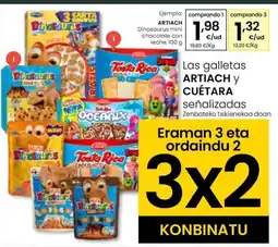 Eroski ARTIACH Dinosaurus mini chocolate con leche oferta