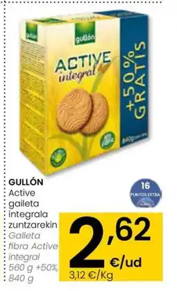 Eroski GULLÓN Active gaileta integrala zuntzarekin oferta