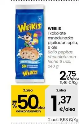 Eroski WEIKIS Txokolate esnedunezko pipitadun opila oferta