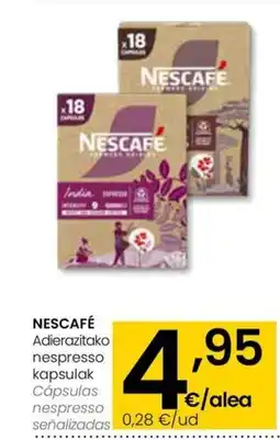 Eroski NESCAFÉ Adierazitako nespresso kapsulak oferta