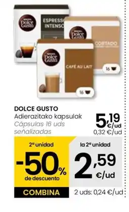 Eroski DOLCE GUSTO Adierazitako kapsulak oferta