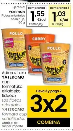 Eroski YATEKOMO Fideos orientales pollo cup oferta