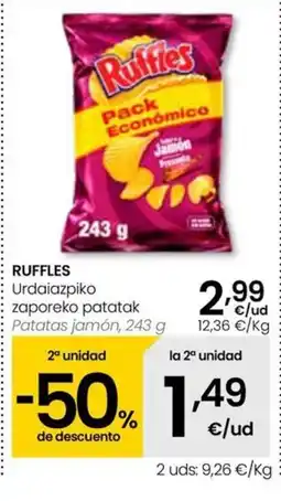 Eroski RUFFLES Urdaiazpiko zaporeko patatak oferta