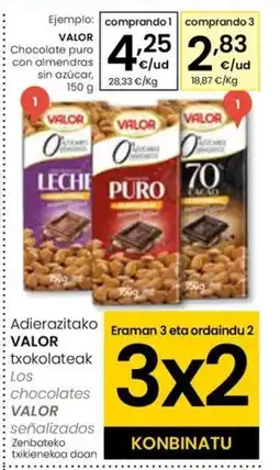 Eroski VALOR Chocolate puro con almendras sin azúcar oferta