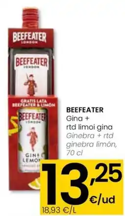 Eroski BEEFEATER Gina + rtd limoi gina oferta