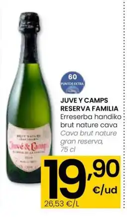 Eroski JUVE Y CAMPS RESERVA FAMILIA Erreserba handiko brut nature cava oferta