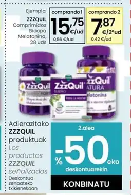 Eroski ZZZQUIL Comprimidos Bicapa Melatonina oferta