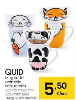 Eroski QUID Mug sorta animalia katiluarekin oferta