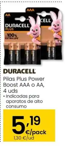 Eroski DURACELL Pilas Plus Power Boost oferta