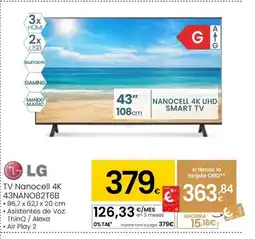 Eroski LG TV Nanocell 4K 43NANO82T6B oferta