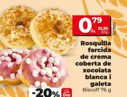 Dia Rosquilla farcida de crema coberta de xocolata blanca i galeta oferta