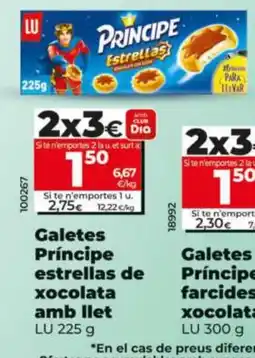 Dia Galetes Príncipe estrellas de xocolata amb llet oferta