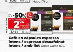 Dia Cafè en càpsules espresso intens/espresso descafeinat intens/amb llet oferta