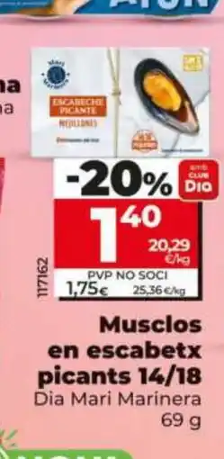 Dia Musclos en escabetx picants 14/18 oferta