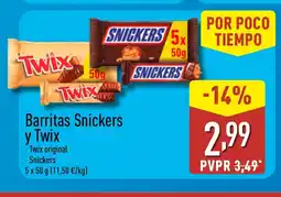 ALDI SNICKERS Y TWIX Barritas oferta