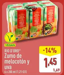 ALDI RIO D'ORO Zumo de melocotón y uva oferta