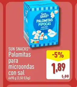 ALDI SUN SNACKS Palomitas para microondas con sal oferta