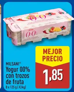 ALDI MILSANI Yogur 00% con trozos de fruta oferta