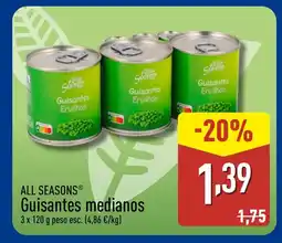 ALDI ALL SEASONS Guisantes medianos oferta