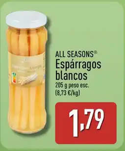 ALDI ALL SEASONS Espárragos blancos oferta