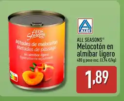 ALDI ALL SEASONS Melocotón en almíbar ligero oferta