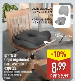 ALDI NOVITESSE Cojín ergonómico para asiento o espalda oferta
