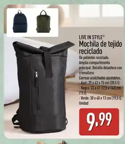 ALDI LIVE IN STYLE Mochila de tejido reciclado oferta