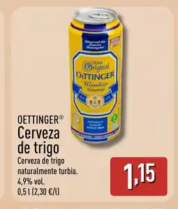 ALDI OETTINGER Cerveza de trigo oferta