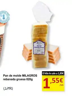 SPAR MILAGROS Pan de molde rebanada gruesa oferta