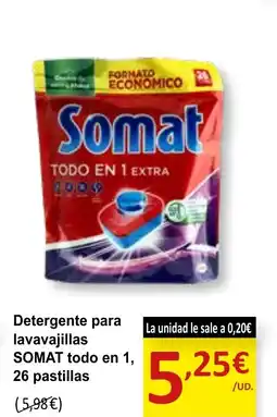 SPAR SOMAT Detergente para lavavajillas todo en 1, 26 pastillas oferta