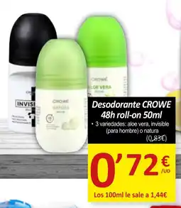 SPAR CROWE Desodorante 48h roll-on oferta