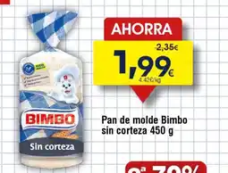 FROIZ Pan de molde Bimbo sin corteza oferta