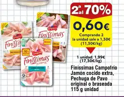 FROIZ Finíssimas Campofrío Jamón cocido extra, Pechuga de Pavo original o braseada oferta